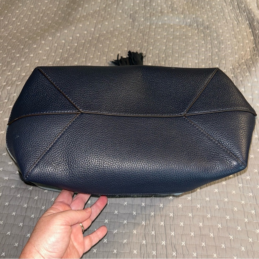 Michael Kors Navy Leather and Denim Striped Tote 👜 - Picture 13 of 16